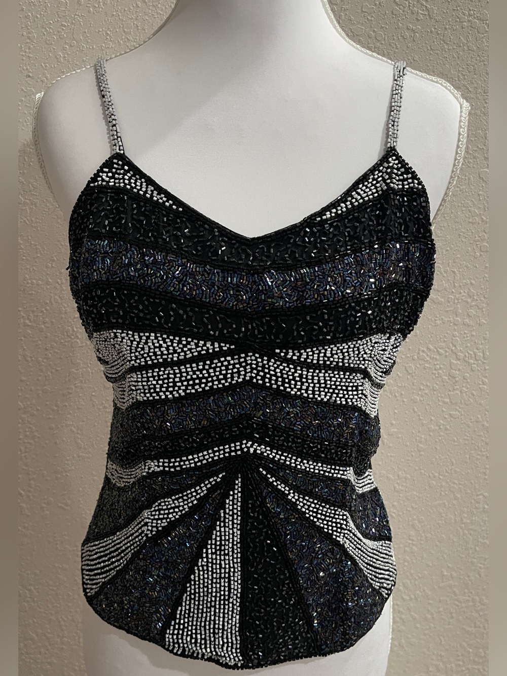 TOOTSIES 100% Silk Vintage Beaded Camisole Top Size Small